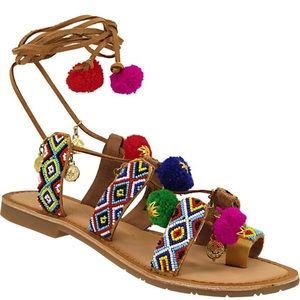 Beaded wrap sandals,